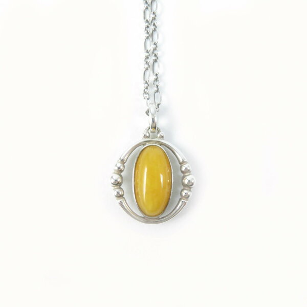 極美品★Georg Jensen ジョージジェンセン 1988 2012 イヤーネックレス ヘリテージコレクション イエローアゲート SV925 ペンダント イエロー シルバー 箱付き 総重量6.47g レディース【中古】