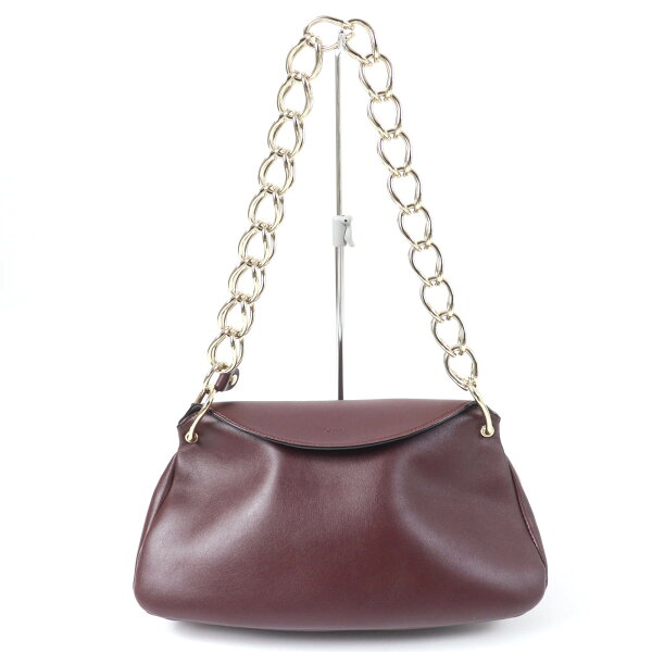 極美品☆Chloe クロエ JUANA MINI チェーン レザー ショルダーバッグ バーガンディ 保存袋付き イタリア製 レディース【中古】