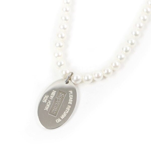 極美品□Tiffany&Co. Supreme ティファニー シュプリーム リターントゥ オーバル パール ネックレス AG925 シルバー ホワイト 箱・保存袋付き 重量28.1g メンズ レディース【中古】