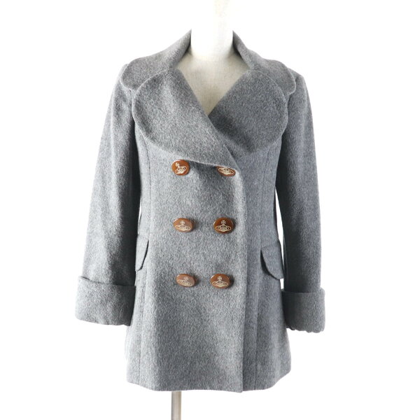 美品★Vivienne Westwood Red Label ヴィヴィアンウエストウッド レッドレーベル 16-03-642004 オーブボタン付 ラブコート グレー 正規品 レディース【中古】