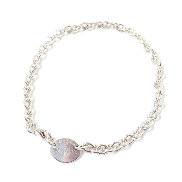 良品★TIFFANY&Co. ティファニー オーバルタグ ネックレス チョーカー アクセサリー SV925 シルバー 重量50.6g レディース【中古】
