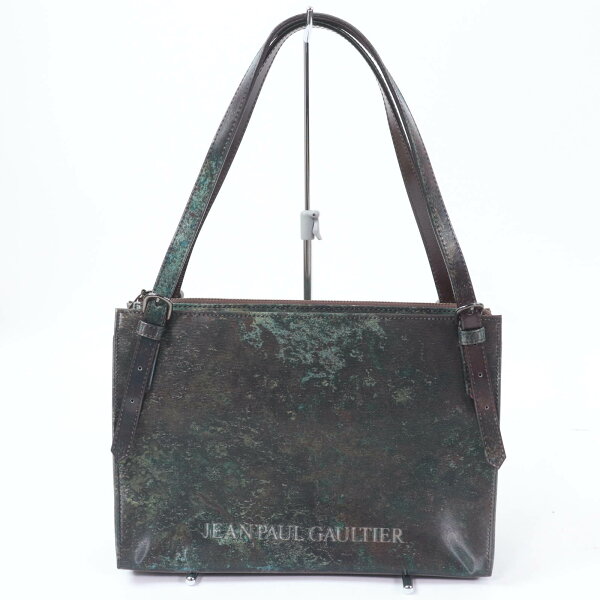 極美品☆JEAN-PAUL GAULTIER ジャンポールゴルチエ 希少 Vサイバー ロゴ入り ハンドバッグ ショルダーバッグ 玉虫色 レディース【中古】