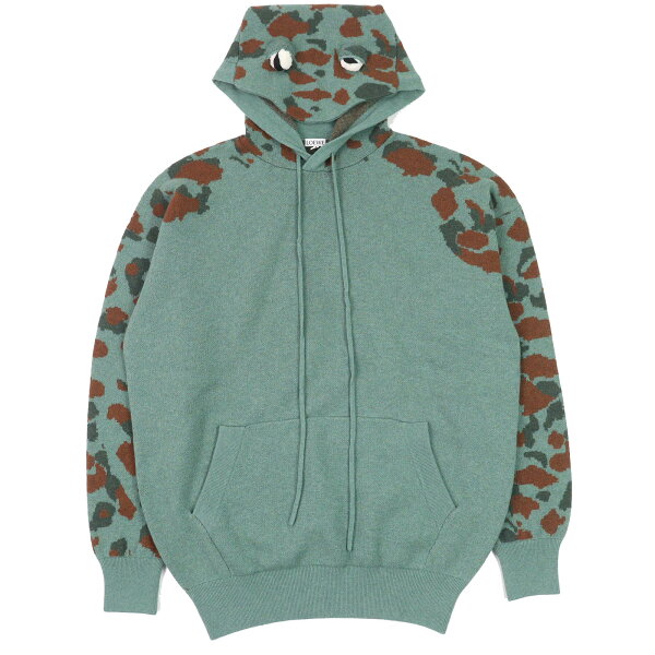 極美品△LOEWE ロエベ 19AW H3109150SM William De Morgan ウール フロッグニット プルオーバー パーカー グリーン ブラウン XS イタリア製 正規品 メンズ【中古】
