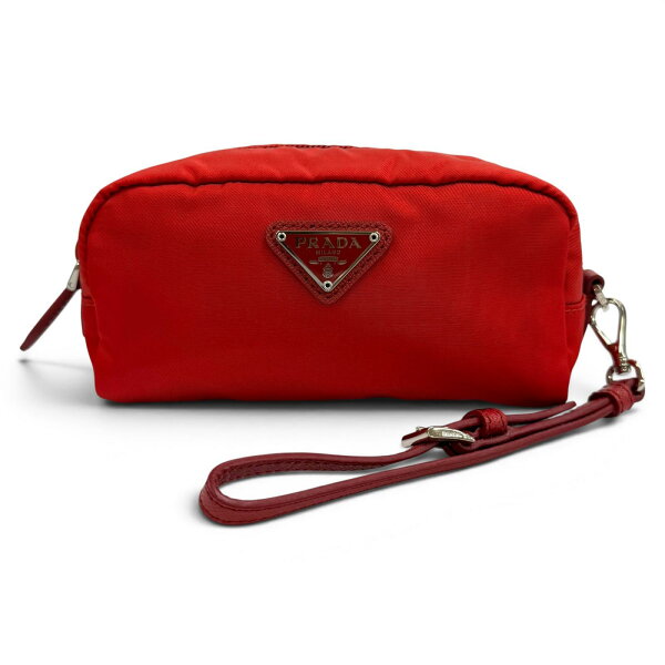 未使用品★PRADA プラダ 1NE175 VELA Re-Nylon ミニポーチ ROSSO トライアングルロゴプレート 化粧ポーチ イタリア製 レディース 【中古】